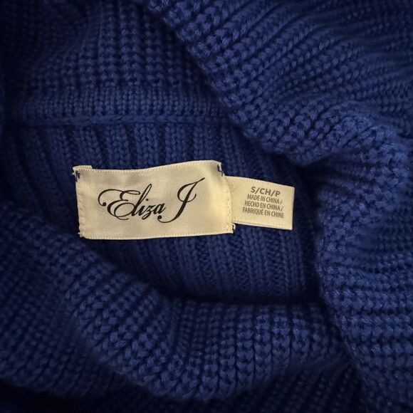 Eliza J Long Sleeved Cowl Neck Ribbed Knit Dress in Royal Blue Size S - Picture 4 of 8